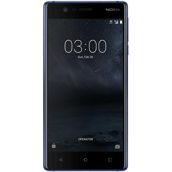 Smartphone Nokia 3, Dual SIM, 5.0'' IPS LCD Multitouch, Quad Core 1.3GHz, 2GB RAM, 16GB, 8MP, 4G, Tempered Blue