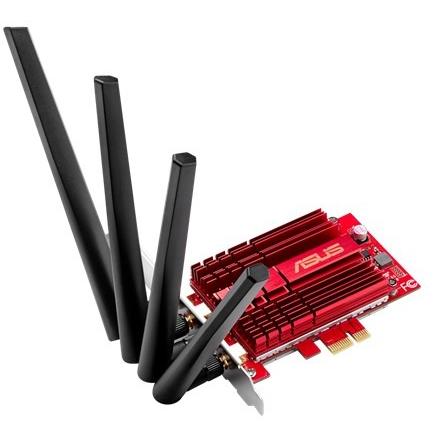 Placa de retea Wireless Asus PCE-AC88, PCI Express x1, 802.11 a/b/g/n/ac, 1000MBps + 2167Mbps, Dual Band AC3100