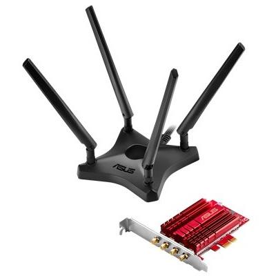 Placa de retea Wireless Asus PCE-AC88, PCI Express x1, 802.11 a/b/g/n/ac, 1000MBps + 2167Mbps, Dual Band AC3100