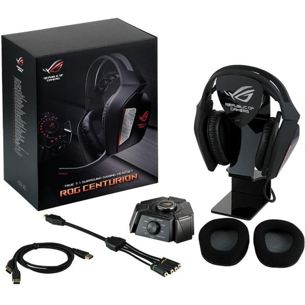 Casti gaming Asus ROG Centurion, Jack 3.5mm/USB, Negru