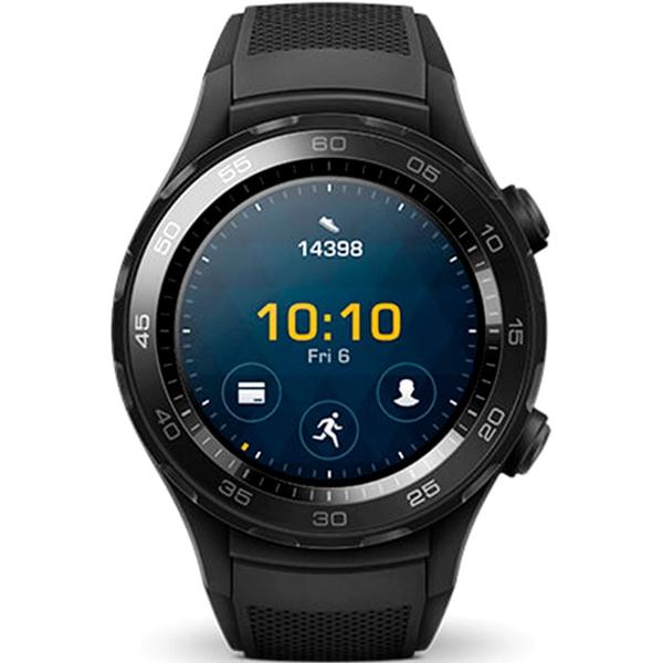SmartWatch Huawei Watch W2, 1.2'' AMOLED Touch, Quad Core 1.1GHz, 768MB RAM, 4GB, Bluetooth 4.1, Curea silicon, Negru