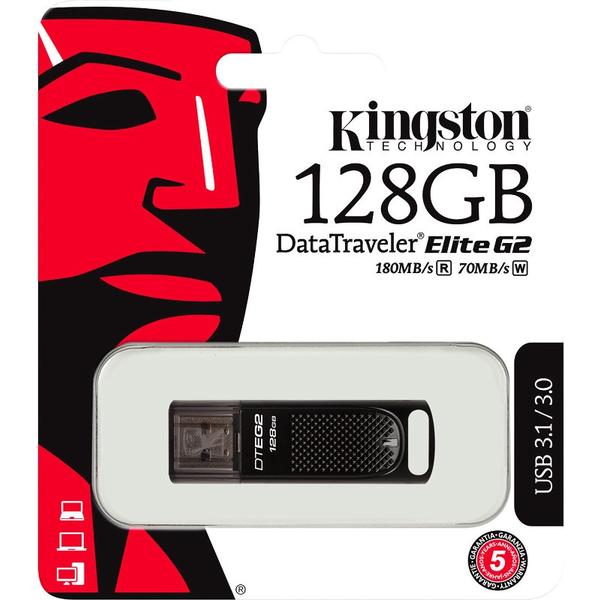 Memorie USB Kingston DataTraveler Elite G2, 128GB, USB 3.1, Negru