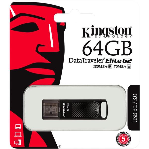 Memorie USB Kingston DataTraveler Elite G2, 64GB, USB 3.1, Negru