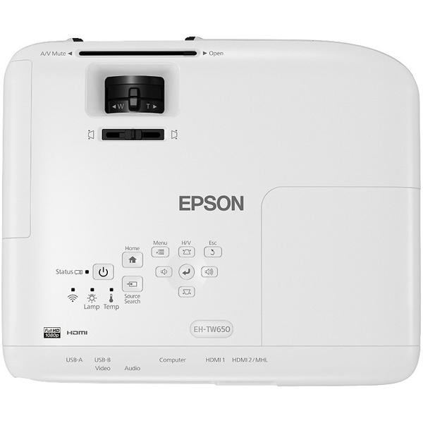 Videoproiector Epson EH-TW650, 3100 ANSI, Full HD, Alb