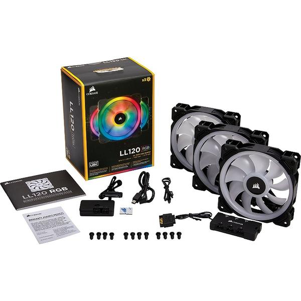 Ventilator PC Corsair LL120 RGB LED Static Pressure, 120mm, 3 Fan Pack