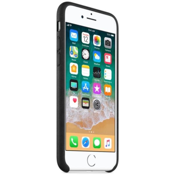 Capac protectie spate Apple Leather Case pentru iPhone 8/iPhone 7, Black