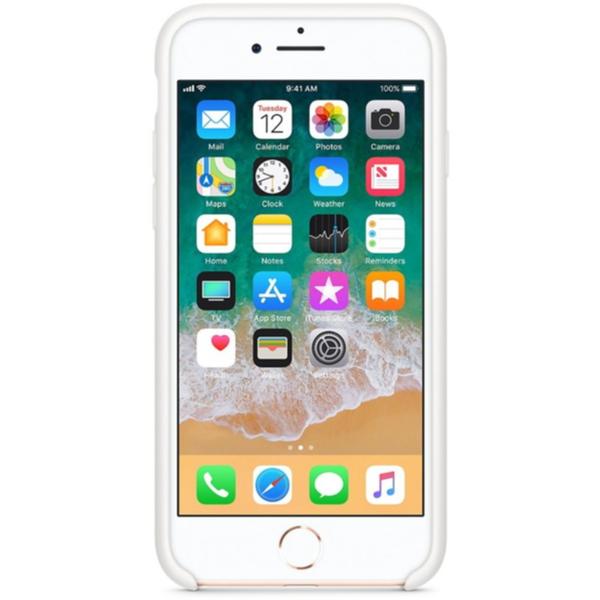 Capac protectie spate Apple Silicone Case pentru iPhone 8/iPhone 7, White