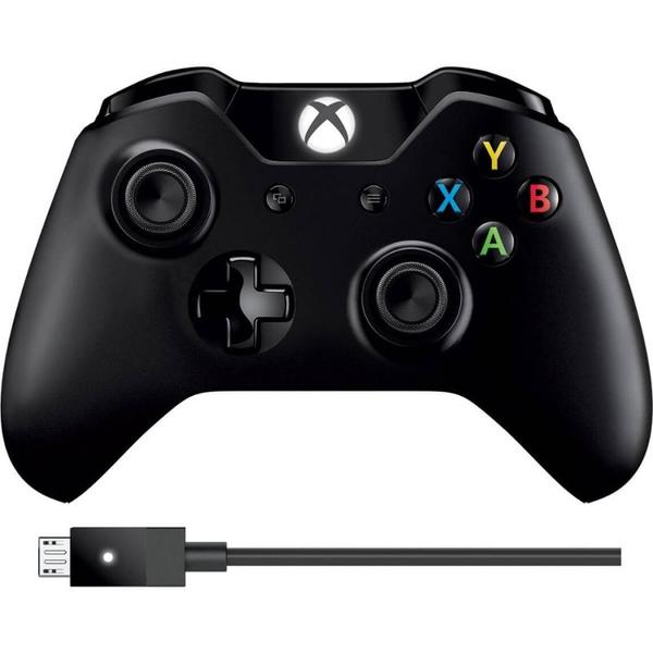 Gamepad Microsoft Xbox One Controller pentru PC, Black + Cablu