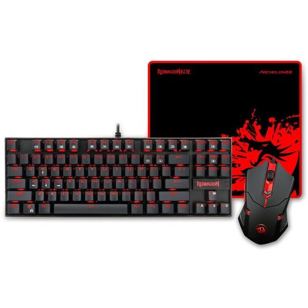 Kit Tastatura, Mouse si Mouse Pad Redragon Gaming Essentials 3-in-1, USB, Negru