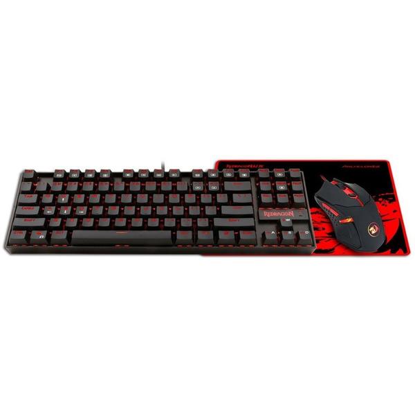 Kit Tastatura, Mouse si Mouse Pad Redragon Gaming Essentials 3-in-1, USB, Negru