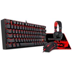 Kit Tastatura, Mouse, Casti si Mouse Pad Redragon Gaming Essentials 4-in-1, USB/Jack 3.5mm, Negru