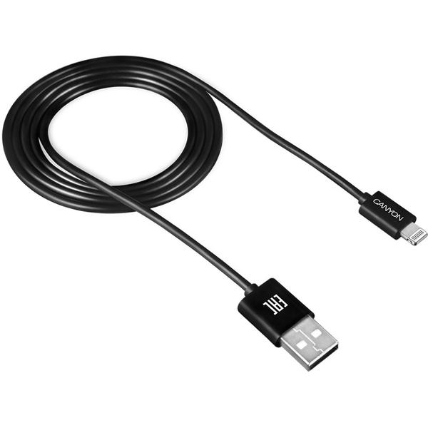 Cablu date Canyon Lightning Male la USB 2.0 Male, 1m, Negru