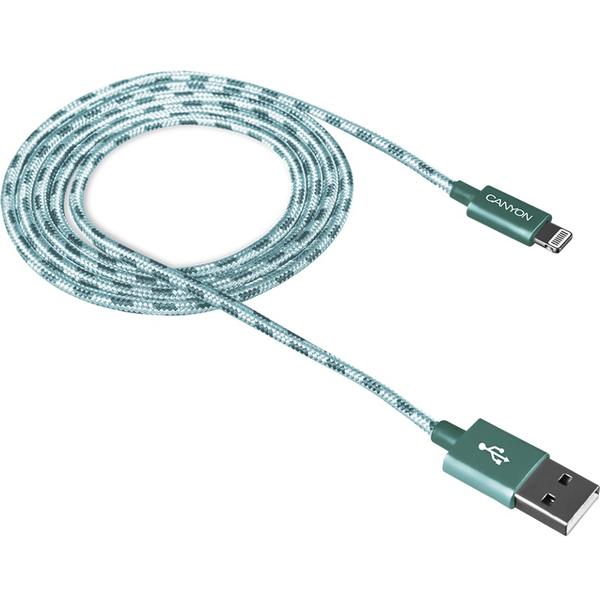Cablu date Canyon Lightning Male la USB 2.0 Male, 1m, Verde