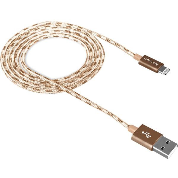 Cablu date Canyon Lightning Male la USB 2.0 Male, 1m, Gold