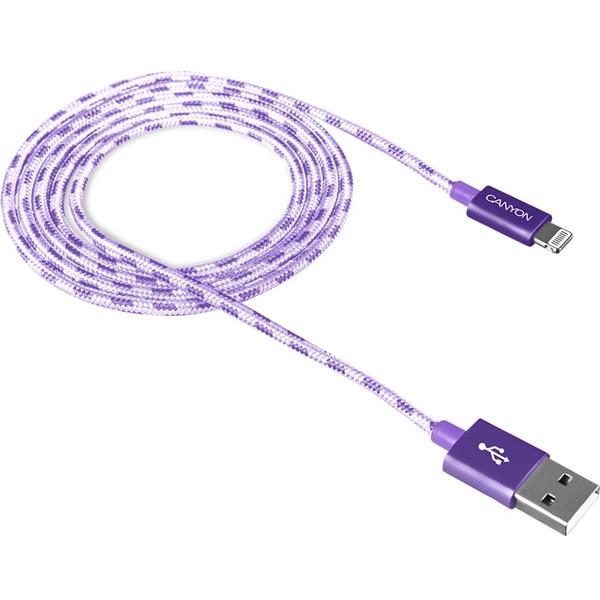 Cablu date Canyon Lightning Male la USB 2.0 Male, 1m, Purple