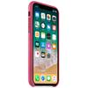 Capac protectie spate Apple Leather Case pentru iPhone X, Pink Fuchsia