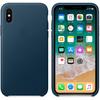 Capac protectie spate Apple Leather Case pentru iPhone X, Cosmos Blue