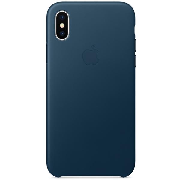 Capac protectie spate Apple Leather Case pentru iPhone X, Cosmos Blue