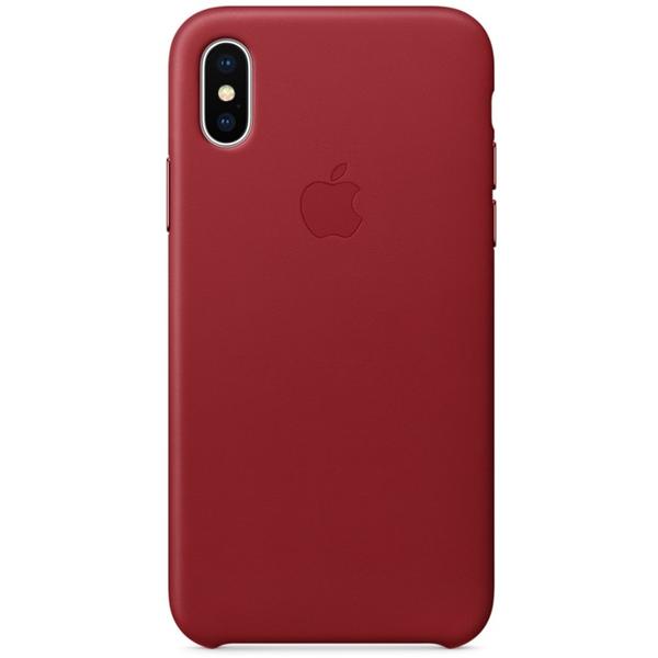 Capac protectie spate Apple Leather Case pentru iPhone X, Red