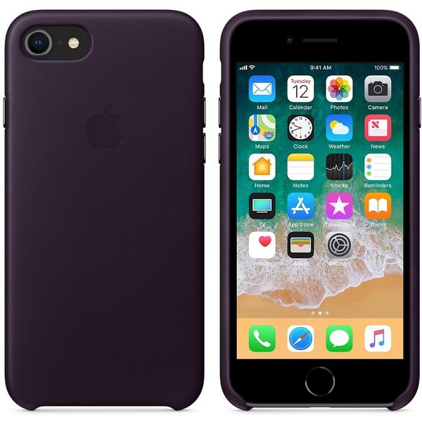 Capac protectie spate Apple Leather Case pentru iPhone 8/iPhone 7, Dark Aubergine