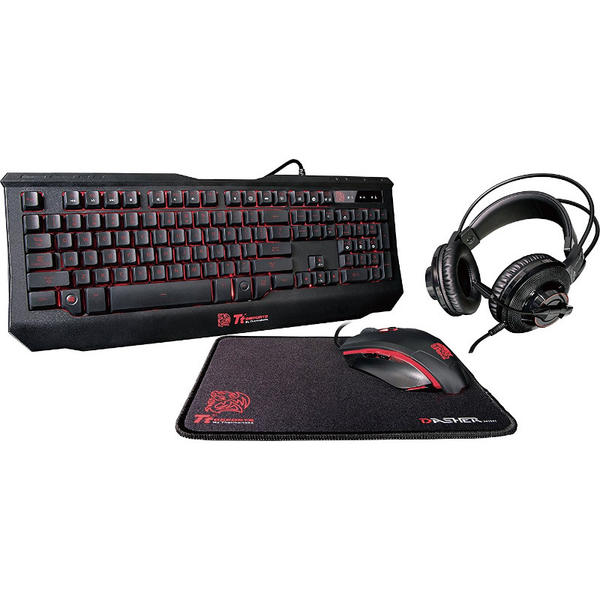 Kit Tastatura, Mouse, Casti si Mouse Pad Thermaltake Tt eSPORTS KUNCKER, USB, Negru