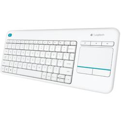 Tastatura Logitech Touch K400 Plus, Wireless, USB, Layout US International, Alb