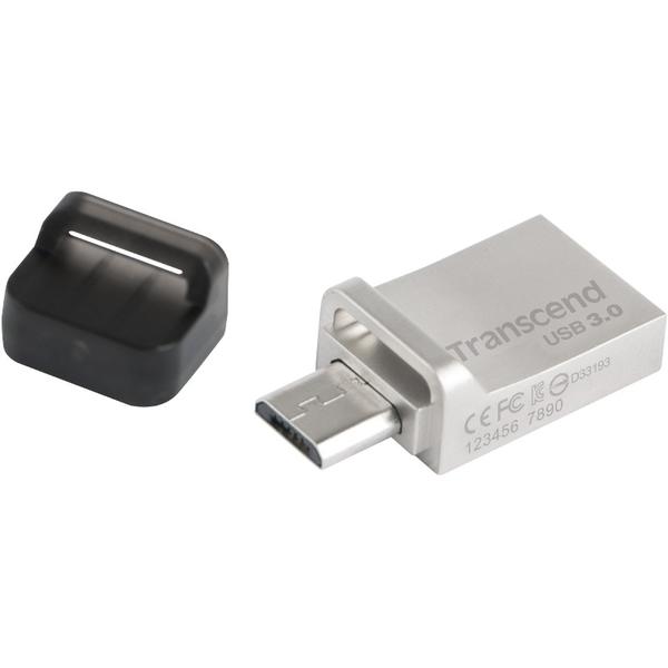 Memorie USB Transcend JetFlash 880, 16GB, USB 3.0/MicroUSB 3.0 OTG, Argintiu