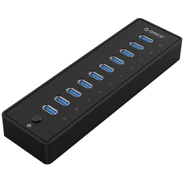 Hub USB Orico P10-U3, 10 x USB 3.0, Negru