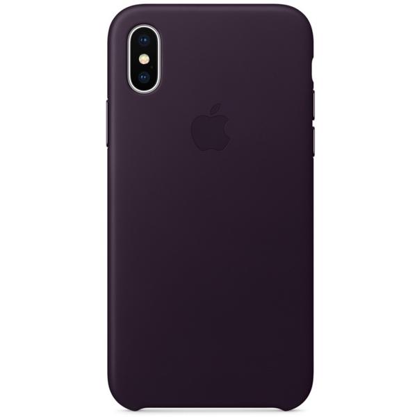 Capac protectie spate Apple Leather Case pentru iPhone X, Dark Aubergine