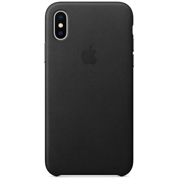 Capac protectie spate Apple Leather Case pentru iPhone X, Black