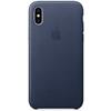 Capac protectie spate Apple Leather Case pentru iPhone X, Midnight Blue
