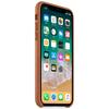 Capac protectie spate Apple Leather Case pentru iPhone X, Saddle Brown