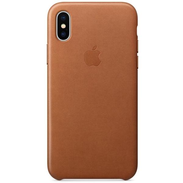 Capac protectie spate Apple Leather Case pentru iPhone X, Saddle Brown