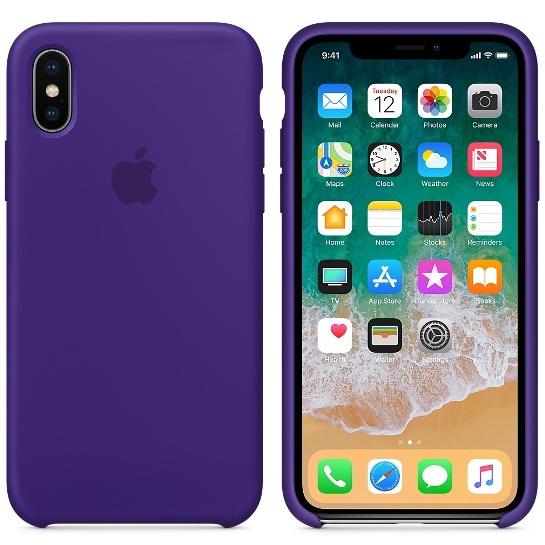 Capac protectie spate Apple Silicone Case pentru iPhone X, Ultra Violet