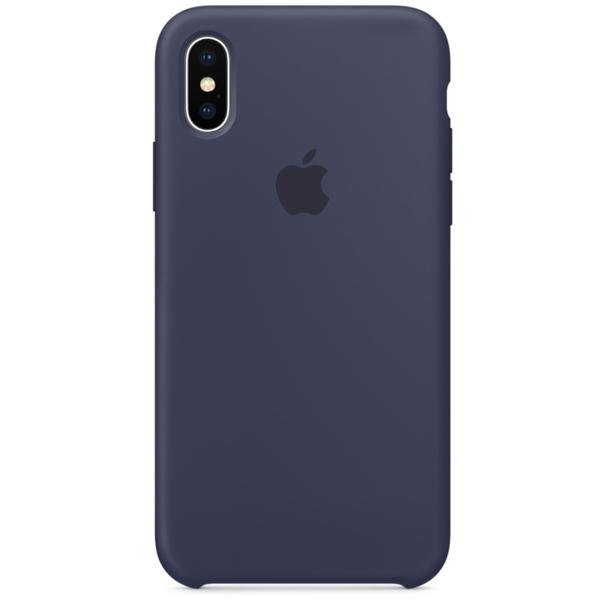 Capac protectie spate Apple Silicone Case pentru iPhone X, Midnight Blue