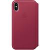 Husa Apple Leather Folio pentru iPhone X, Berry