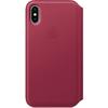 Husa Apple Leather Folio pentru iPhone X, Berry