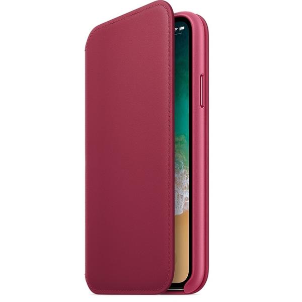 Husa Apple Leather Folio pentru iPhone X, Berry