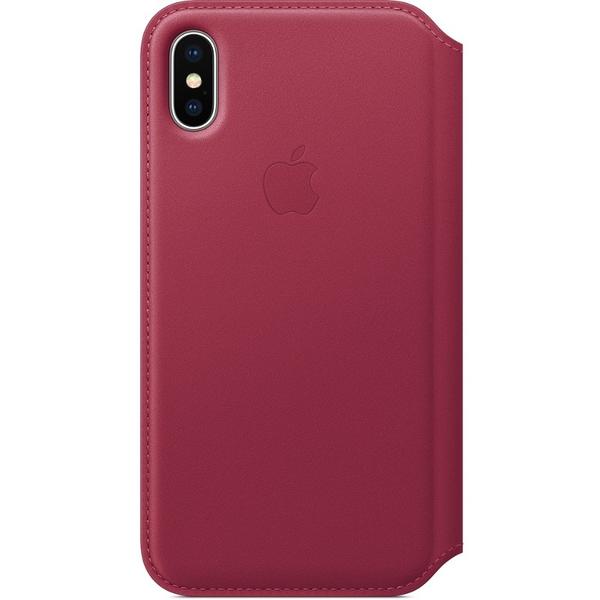 Husa Apple Leather Folio pentru iPhone X, Berry