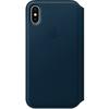 Husa Apple Leather Folio pentru iPhone X, Cosmos Blue