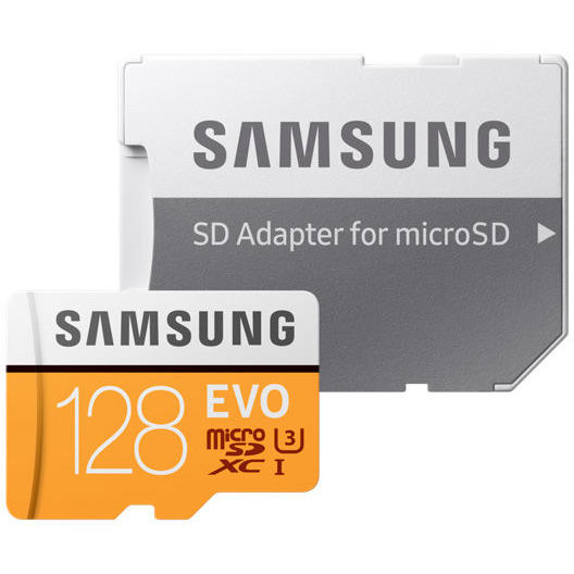 Card Memorie Samsung EVO (Model 2017) Micro SDXC, 128GB, Clasa 10, UHS-I U3 + Adaptor SD