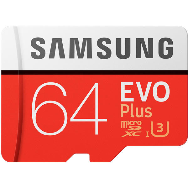 Samsung EVO Plus (Model 2017) Micro SDXC, 64GB, Clasa 10, UHS-I U3 + Adaptor SD