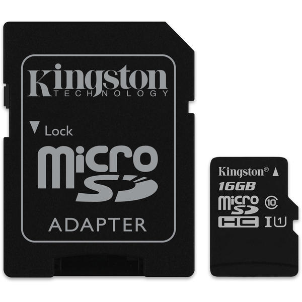 Card Memorie Kingston Canvas Select Micro SDHC, 16GB, Clasa 10, UHS-I U1 + Adaptor SD