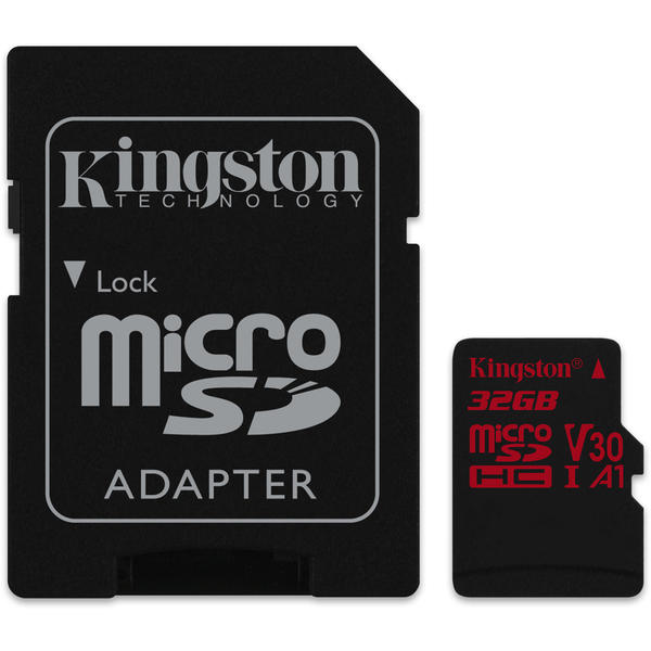 Card Memorie Kingston Canvas React Micro SDHC, 32GB, Clasa 10, UHS-I U3 + Adaptor SD