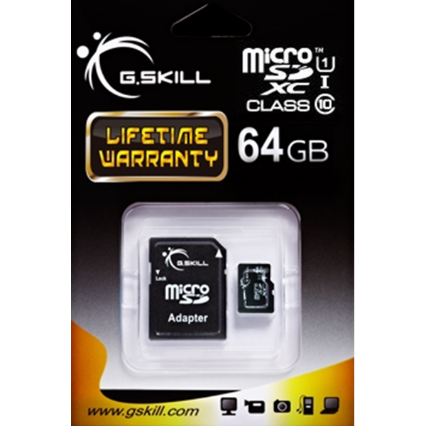 G.Skill Micro SDXC, 64GB, Clasa 10, UHS-I U1 + Adaptor SD