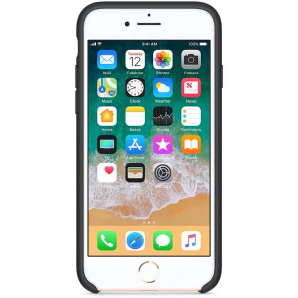 Capac protectie spate Apple Silicone Case pentru iPhone 8/iPhone 7, Black
