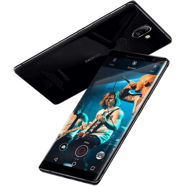Smartphone Nokia 8 Sirocco, Single SIM, 5.5'' P-OLED Multitouch, Octa Core 2.36GHz + 1.9GHz, 6GB RAM, 128GB, Dual 12MP + 13MP, 4G, Black