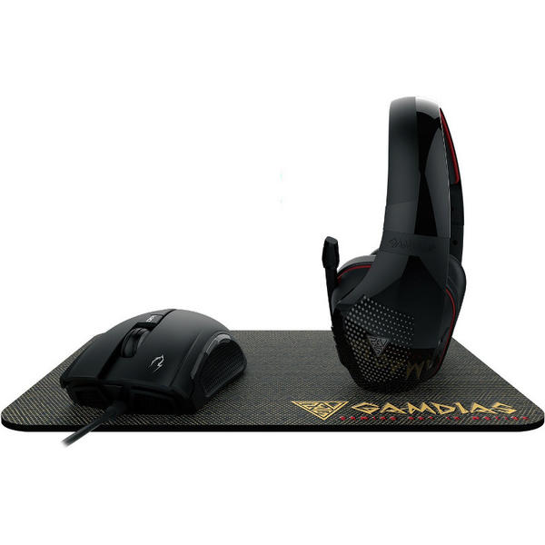 Kit Mouse, Casti si Mouse Pad Gamdias Artemis E1, USB/Jack 3.5mm, Negru