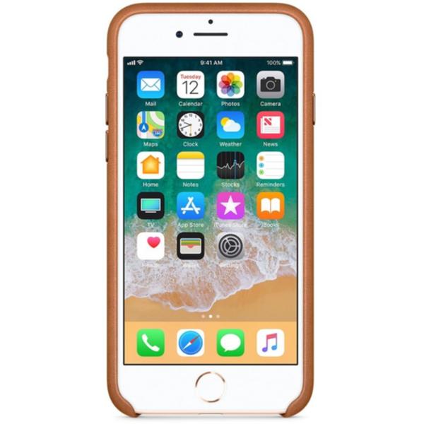 Capac protectie spate Apple Leather Case pentru iPhone 8/iPhone 7, Saddle Brown