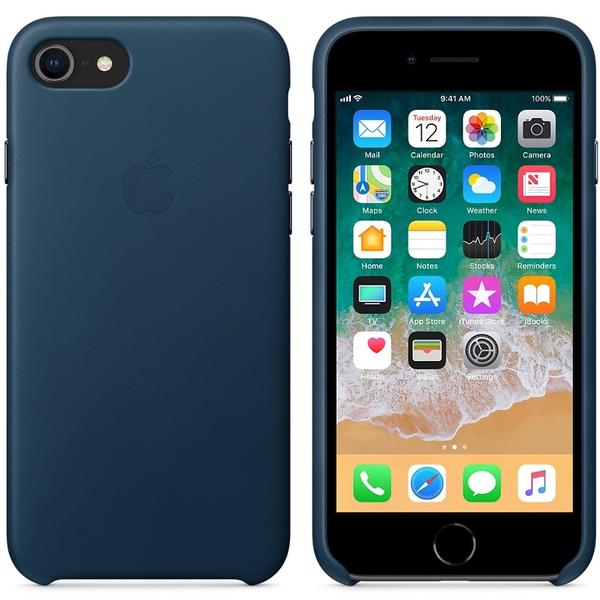 Capac protectie spate Apple Leather Case pentru iPhone 8/iPhone 7, Cosmos Blue